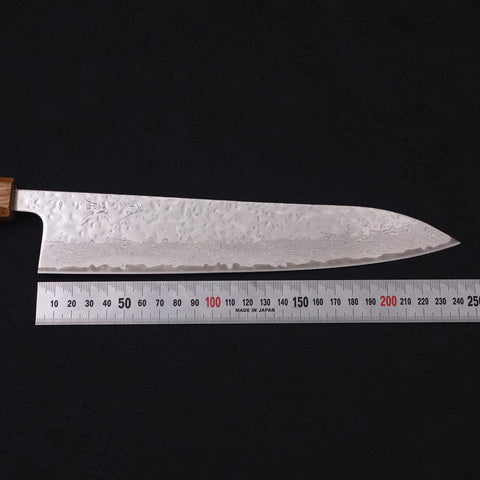 Gyuto AUS-10 Mirror Tsuchime Damascus Yaki-Urushi Handle 240mm-[Musashi]-[Japanese-Kitchen-Knives]