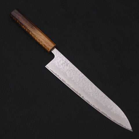 Gyuto AUS-10 Mirror Tsuchime Damascus Yaki-Urushi Handle 240mm-[Musashi]-[Japanese-Kitchen-Knives]