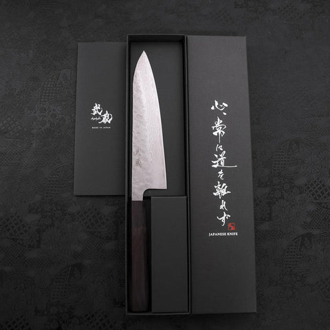 Gyuto AUS-10 Nashiji Damascus Ebony Handle 180mm-[Musashi]-[Japanese-Kitchen-Knives]