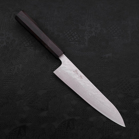 Gyuto AUS-10 Nashiji Damascus Ebony Handle 180mm-[Musashi]-[Japanese-Kitchen-Knives]