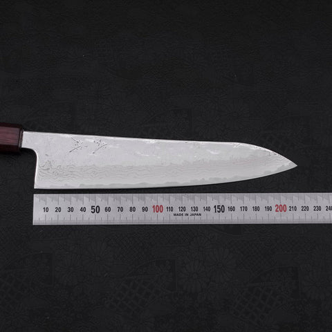 Gyuto AUS-10 Nashiji Damasco Mango Urushi Morado 210mm