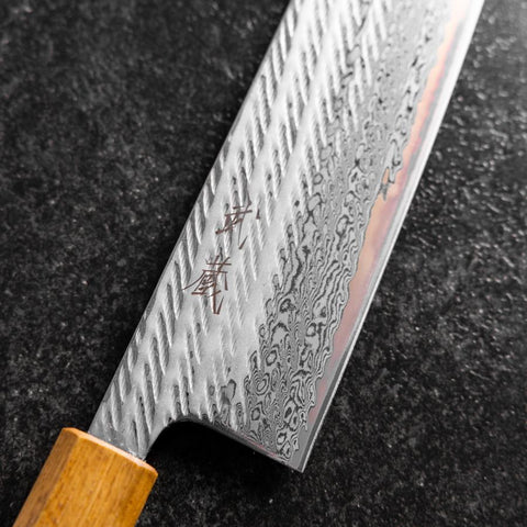 Gyuto AUS-10 Nawame Damascus Yaki Urushi Handle 240mm (9.4”)-[Musashi]-[Japanese-Kitchen-Knives]