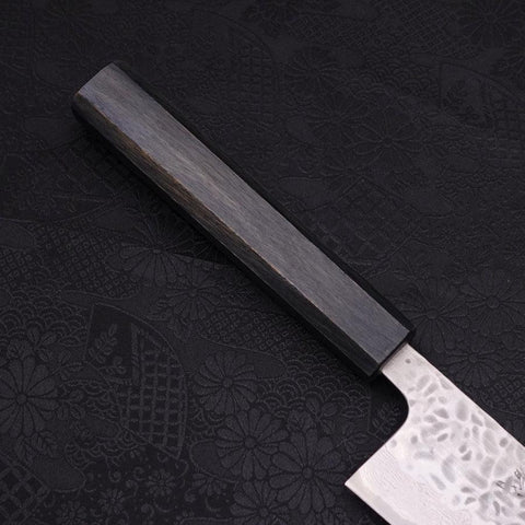 Gyuto AUS-10 Tsuchime Damascus Dark-Blue Urushi Handle 240mm-[Musashi]-[Japanese-Kitchen-Knives]