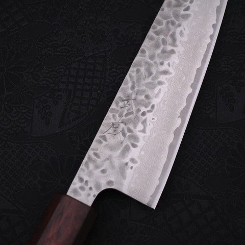 Gyuto AUS-10 Tsuchime Damascus Purple Urushi Handle 180mm-[Musashi]-[Japanese-Kitchen-Knives]