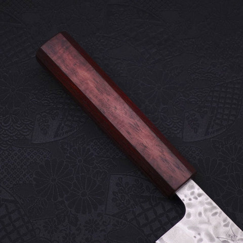 Gyuto AUS-10 Tsuchime Damascus Purple Urushi Handle 180mm-[Musashi]-[Japanese-Kitchen-Knives]