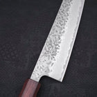 Gyuto AUS-10 Tsuchime Damascus Purple Urushi Handle 210mm-[Musashi]-[Japanese-Kitchen-Knives]