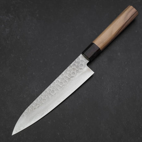 Gyuto AUS-10 Tsuchime Damascus Shitan Walnut Handle 180mm (7”)