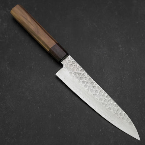 Gyuto AUS-10 Tsuchime Damascus Shitan Walnut Handle 180mm (7”)
