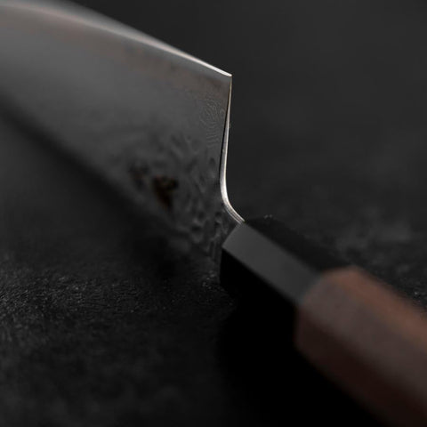 Gyuto AUS-10 Tsuchime Damasco Mango de Nogal 210mm