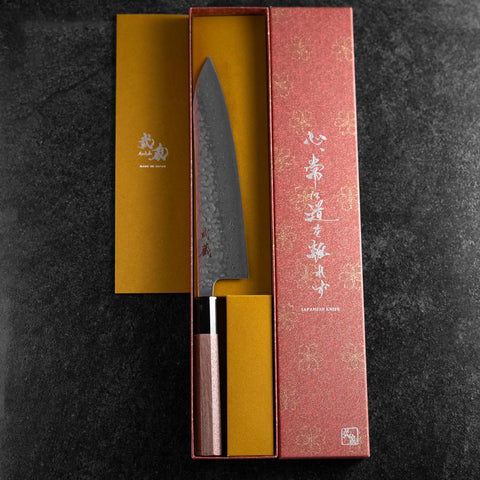 Gyuto AUS-10 Tsuchime Damasco Mango de Nogal 210mm