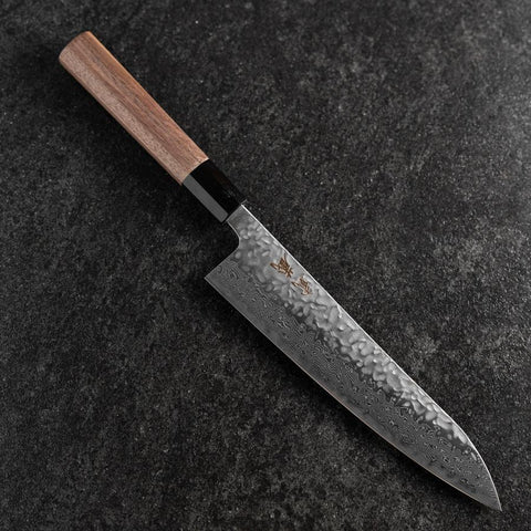 Gyuto AUS-10 Tsuchime Damasco Mango de Nogal 210mm
