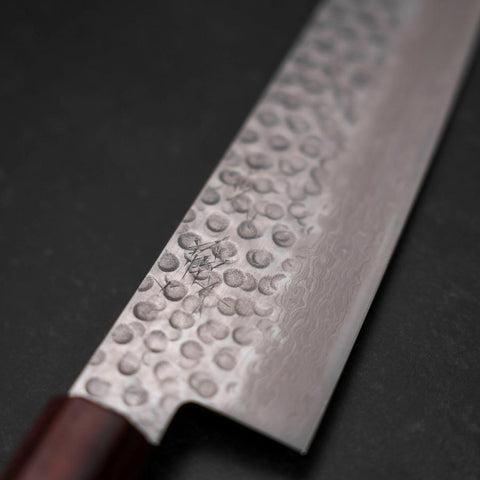 Gyuto AUS-10 Tsuchime Damascus Zelkova Handle 240mm-[Musashi]-[Japanese-Kitchen-Knives]