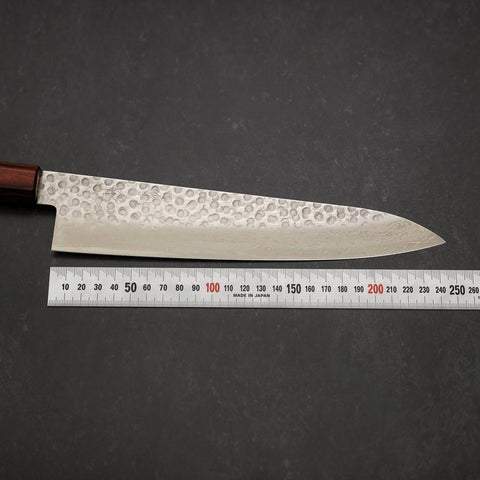 Gyuto AUS-10 Tsuchime Damascus Zelkova Handle 240mm-[Musashi]-[Japanese-Kitchen-Knives]