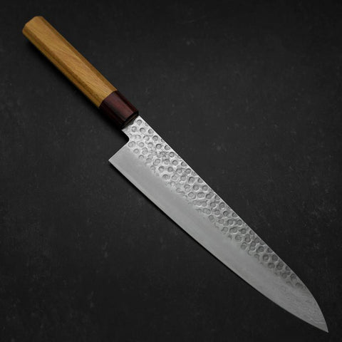 Gyuto AUS-10 Tsuchime Damascus Zelkova Handle 240mm-[Musashi]-[Japanese-Kitchen-Knives]