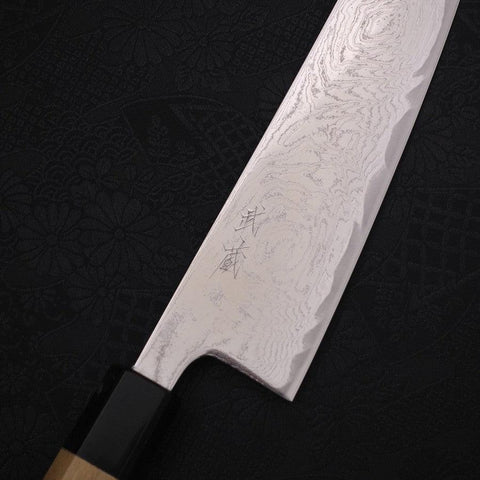 Gyuto AUS-10 Wave Nickel Damascus Buffalo Magnolia Handle 210mm-[Musashi]-[Japanese-Kitchen-Knives]