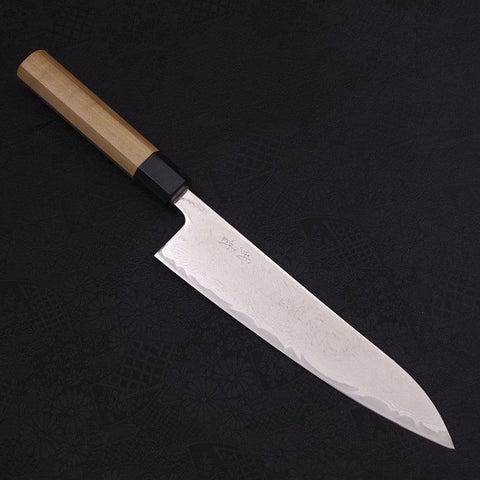 Gyuto AUS-10 Wave Nickel Damascus Buffalo Magnolia Handle 210mm-[Musashi]-[Japanese-Kitchen-Knives]