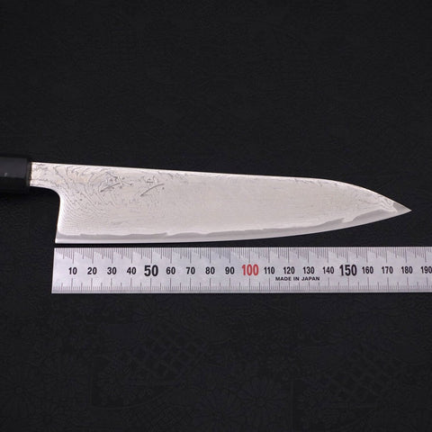 Gyuto AUS-10 Wave Nickel Damascus Ocean Black Handle 180mm