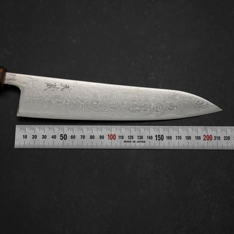 Gyuto AUS-10 Wave Nickel Damascus Sumi Urushi Handle 210mm (8.3”)-[Musashi]-[Japanese-Kitchen-Knives]