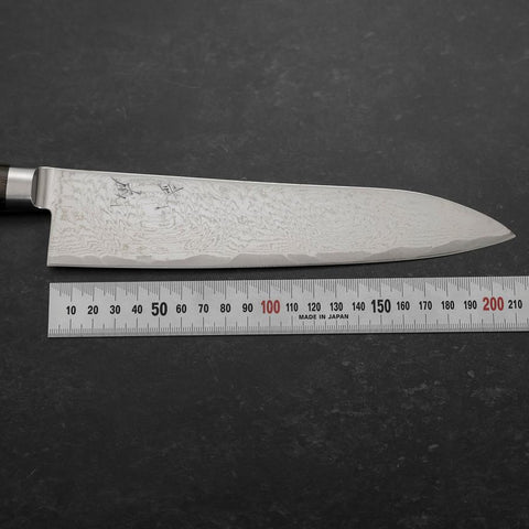 Gyuto AUS-10 Wave Nickel Damascus Western Brown Handle 210mm-[Musashi]-[Japanese-Kitchen-Knives]