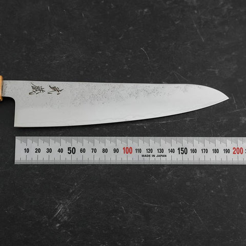 Gyuto AUS-8 Nashiji Olive Handle 195mm-[Musashi]-[Japanese-Kitchen-Knives]