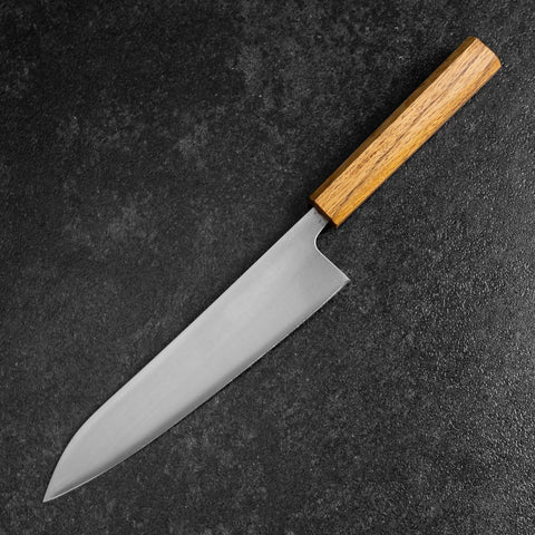 Gyuto AUS-8 Polished Oak Handle 210mm (8.3”)-[Musashi]-[Japanese-Kitchen-Knives]