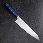 Gyuto AUS-8 Polished Ocean Blue Handle 210mm-[Musashi]-[Japanese-Kitchen-Knives]