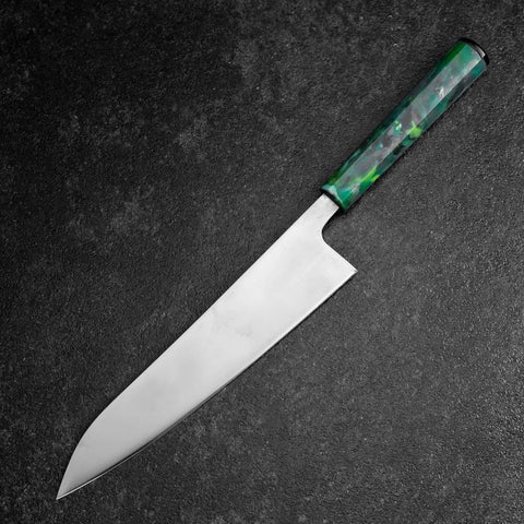 Gyuto AUS-8 Polished Ocean Green Handle 210mm (8.3”)-[Musashi]-[Japanese-Kitchen-Knives]