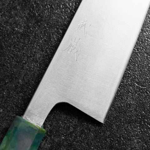 Gyuto AUS-8 Polished Ocean Green Handle 210mm (8.3”)-[Musashi]-[Japanese-Kitchen-Knives]