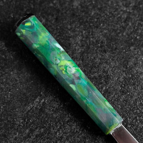 Gyuto AUS-8 Polished Ocean Green Handle 210mm (8.3”)-[Musashi]-[Japanese-Kitchen-Knives]