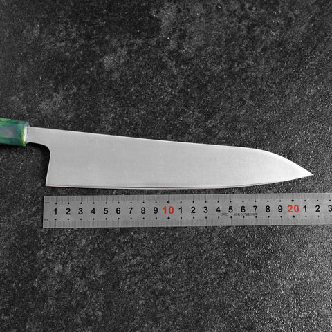 Gyuto AUS-8 Polished Ocean Green Handle 210mm (8.3”)-[Musashi]-[Japanese-Kitchen-Knives]