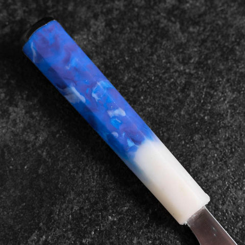 Gyuto AUS-8 Polished Ocean White Blue Handle 210mm (8.3”)-[Musashi]-[Japanese-Kitchen-Knives]