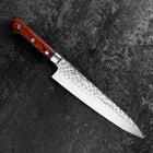 Gyuto AUS-8 Tsuchime Western Mahogany Handle 210mm (8.3”)-[Musashi]-[Japanese-Kitchen-Knives]