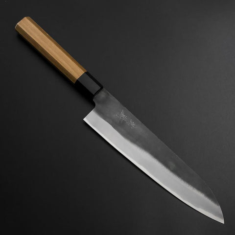 Gyuto Blue Steel #1 Kurouchi Stainless Clad Walnut Handle 210mm (8.3”)-[Musashi]-[Japanese-Kitchen-Knives]