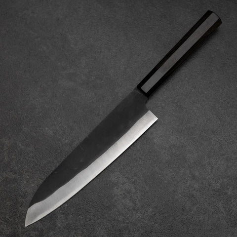 Gyuto Blue Steel #2 Kurouchi Chokin Hannya Buffalo Ebony Handle 210mm-[Musashi]-[Japanese-Kitchen-Knives]