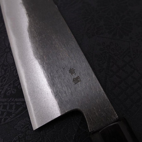 Gyuto Blue Steel #2 Kurouchi Chokin Snake-Sakura Buffalo Ebony Handle 210mm (8.3”)-[Musashi]-[Japanese-Kitchen-Knives]