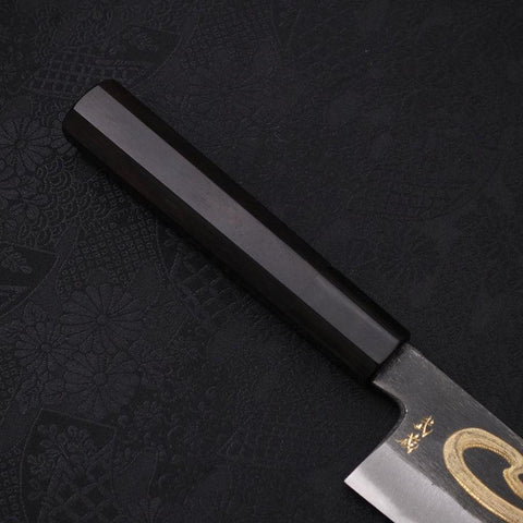 Gyuto Blue Steel #2 Kurouchi Chokin Snake-Sakura Buffalo Ebony Handle 210mm (8.3”)-[Musashi]-[Japanese-Kitchen-Knives]
