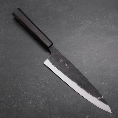 Gyuto Blue Steel #2 Kurouchi Ebony Handle 210mm (8.3”)-[Musashi]-[Japanese-Kitchen-Knives]