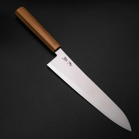 Gyuto Blue Steel #2 Polished Olive Handle 240mm-[Musashi]-[Japanese-Kitchen-Knives]