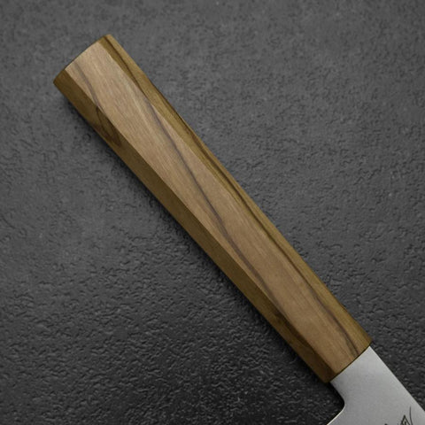 Gyuto Blue Steel #2 Polished Stainless Clad Olive Handle 210mm (8.3”)-[Musashi]-[Japanese-Kitchen-Knives]