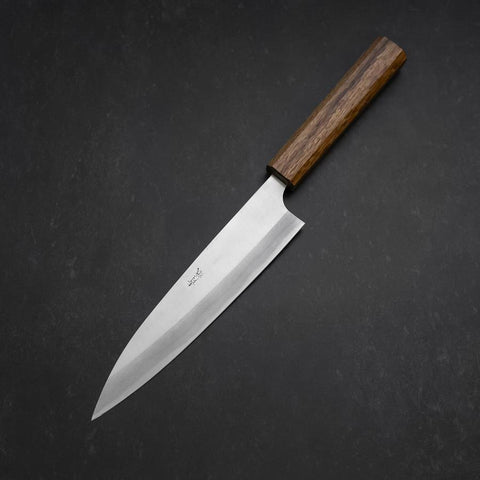 Gyuto Blue Steel #2 Stainless Clad Polished Oak Handle 165mm-[Musashi]-[Japanese-Kitchen-Knives]
