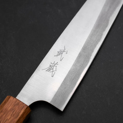 Gyuto Blue Steel #2 Stainless Clad Polished Oak Handle 165mm-[Musashi]-[Japanese-Kitchen-Knives]