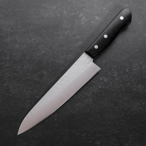 Gyuto Blue Steel #2 Stainless Clad Tsuchime Western Black Handle 180mm-[Musashi]-[Japanese-Kitchen-Knives]