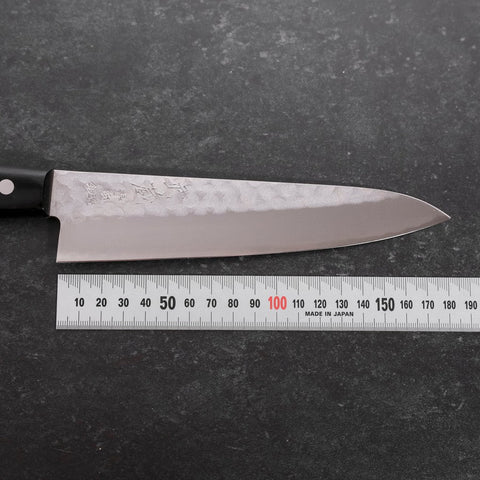 Gyuto Blue Steel #2 Stainless Clad Tsuchime Western Black Handle 180mm-[Musashi]-[Japanese-Kitchen-Knives]