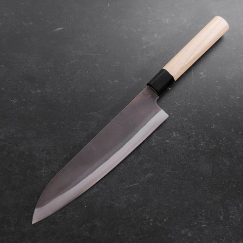 Gyuto Blue Steel #1 Kurouchi Stainless Clad Buffalo Magnolia Handle 210mm-[Musashi]-[Japanese-Kitchen-Knives]