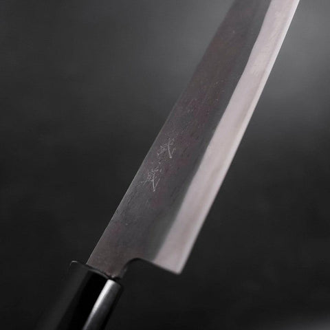 Gyuto Blue Steel #1 Kurouchi Stainless Clad Buffalo Magnolia Handle 210mm-[Musashi]-[Japanese-Kitchen-Knives]