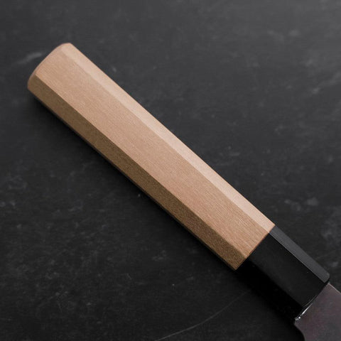 Gyuto Blue Steel #1 Kurouchi Stainless Clad Buffalo Magnolia Handle 210mm-[Musashi]-[Japanese-Kitchen-Knives]