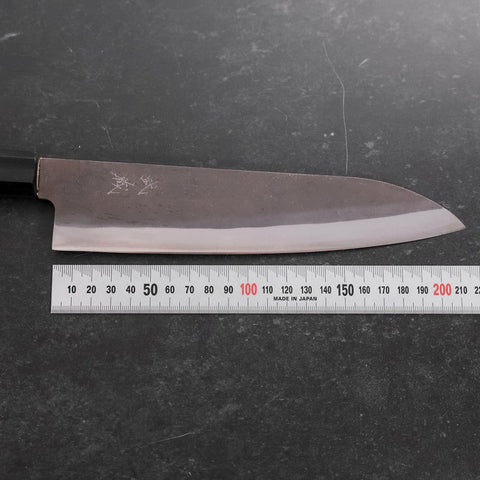 Gyuto Blue Steel #1 Kurouchi Stainless Clad Buffalo Magnolia Handle 210mm-[Musashi]-[Japanese-Kitchen-Knives]