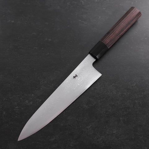 Gyuto Blue Steel #1 Suminagashi Mango de Ébano con Cuerno de Búfalo 180 mm