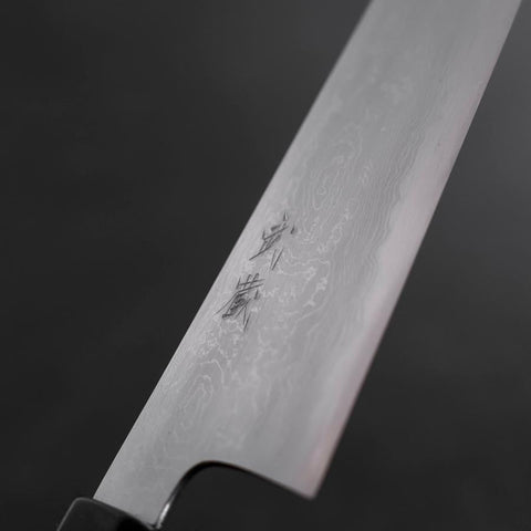 Gyuto Blue Steel #1 Suminagashi Buffalo Ebony Handle 180mm (7”)