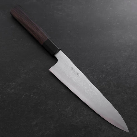 Gyuto Blue Steel #1 Suminagashi Buffalo Ebony Handle 180mm (7”)